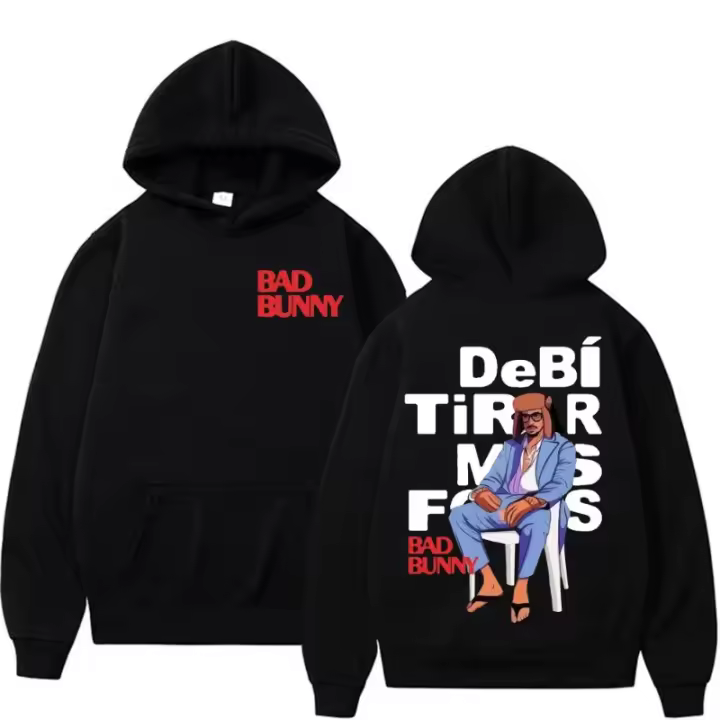 Sudadera De Alta Calidad Para Hombre Rapero Bad Bunny Debi DTMF Merch Estilosa Casual Retro Con Bolsillo Frontal Y Cuello Alto - 1