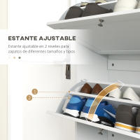 HOMCOM Mueble Zapatero de Recibidor Armario Zapatero Moderno con 3 Cajones Abatibles y Estantes Ajustables para 18 Pares de Zapatos Zapatero Estrecho para Pasillo Entrada 60x23,5x115 cm Blanco - details 1