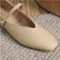 Zapatos Planos De Mujer Elegantes Y Retro Con Hebilla Mary Janes De Punta Cuadrada Rojos Para Primavera Y Otoño Con Suela Suave Y Material De Microfibra - details 13