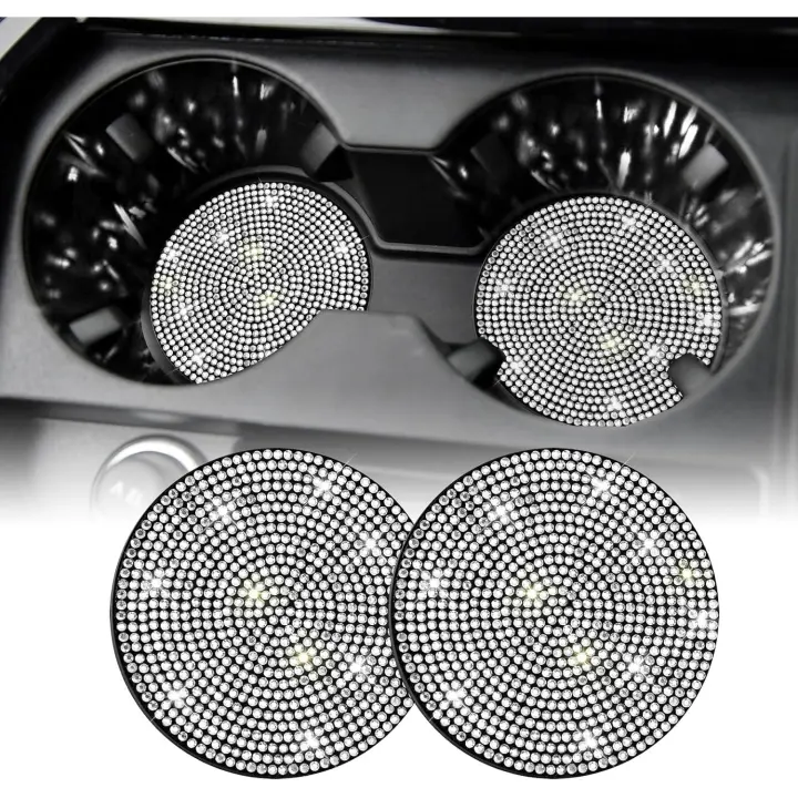 Posavasos con cristales brillantes para coche, 2 unidades, universales, antideslizantes, posavasos decorativos integrados, accesorios para el interior del coche - 1