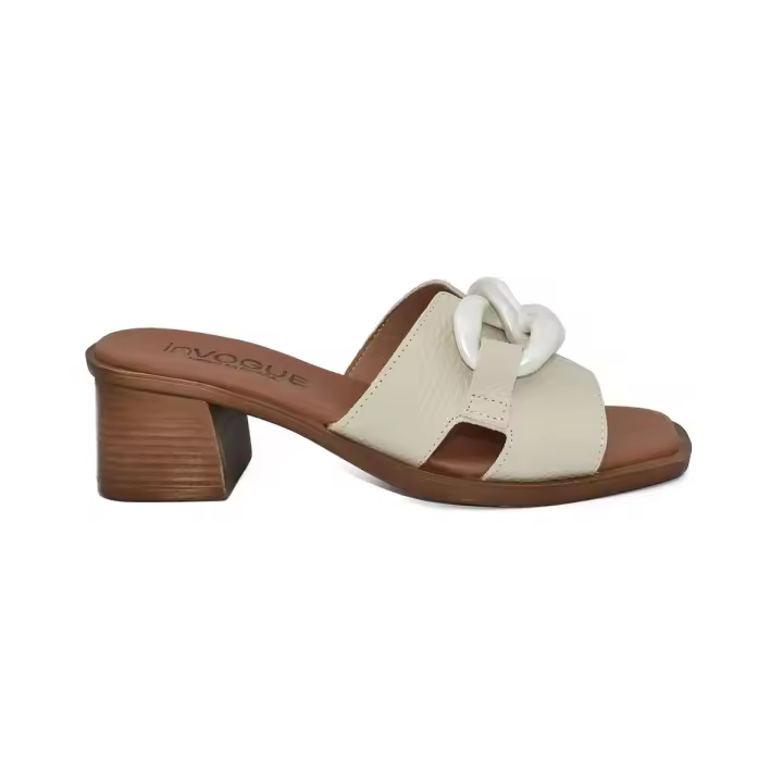 Invogue |Sandalias  tacón beige | Mujer Piel Microfibra transpirable y termoreguladora Piel rellena de gel - 1