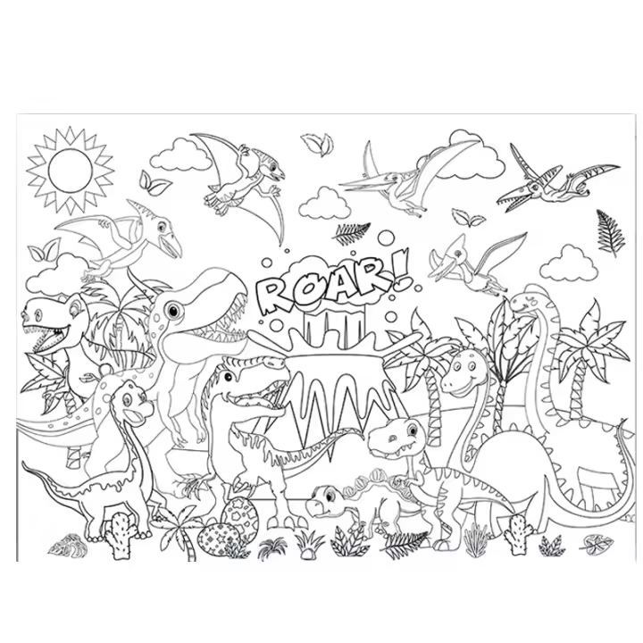 Libro De Colores Grande 110x80cm Con Dinosaurios Para Niños Mesa De Colorear Para Fiestas De Cumpleaños Suministros Y Favoritos - 1