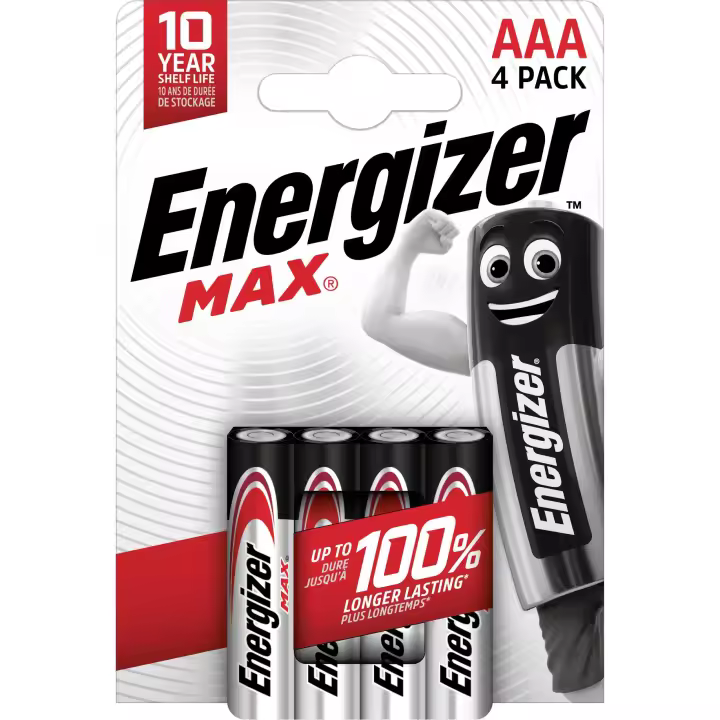 Energizer - Max, Pack de 4 Pilas AAA, Larga duración para Uso Cotidiano, sin sulfatación y Mantiene Carga 10 años - 1