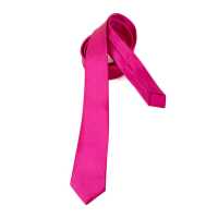 Ociodual Corbata estrecha de poliester unisex para eventos color Fucsia textura fina - details 2