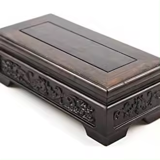 Muebles orientales Soporte de exhibición de madera de caoba maciza de palisandro chino Base de madera Rectángulo Pedestal de forma rectangular con artesanías talladas (S 19 cm * 9 cm * 6,5 cm) - 1