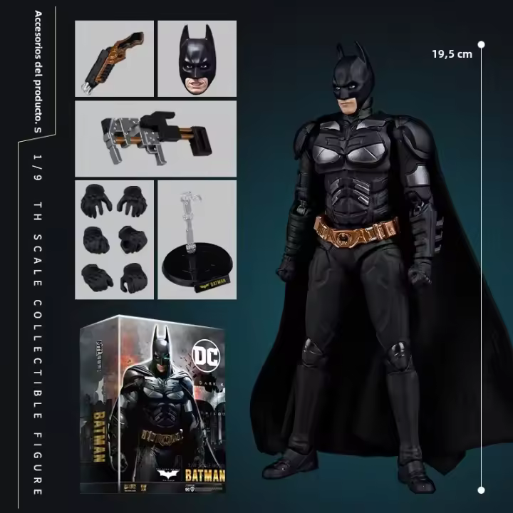 Figura De Acción Batman Dark Knight DC 1/9 Escala Coleccionable De Anime Para Niños Y Adultos Hombres Regalos Incluye Juego De Articulaciones Móviles - 1