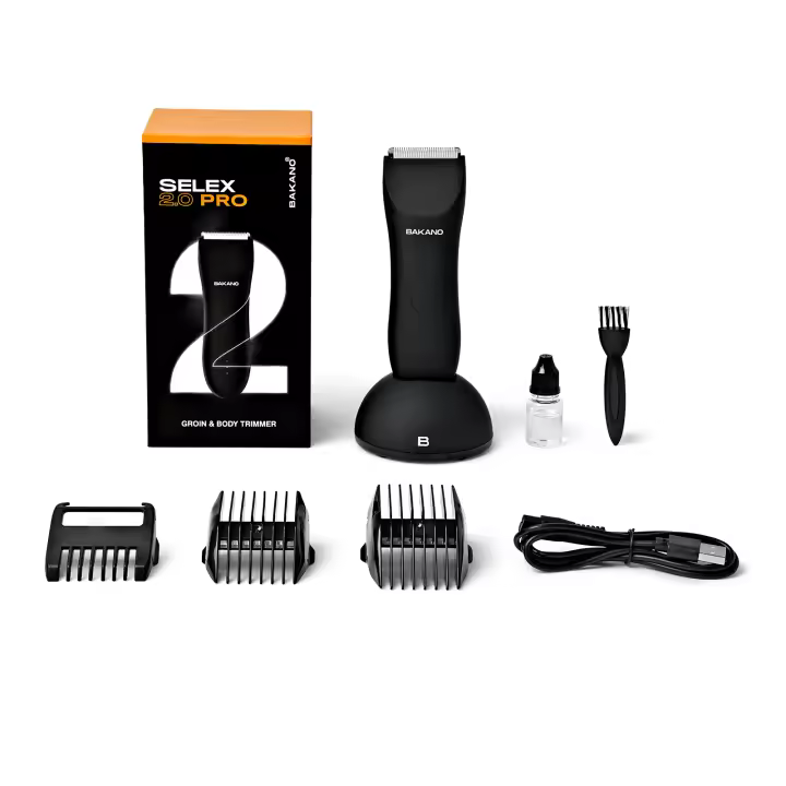 BAKANO SELEX 2.0  Afeitadora Corporal Masculina. Recortadora Barba y Genitales.Rasuradora Hombre. Base de Carga. Resistente al agua. 120 minutos autonomía (SELEX 2.0) - 1