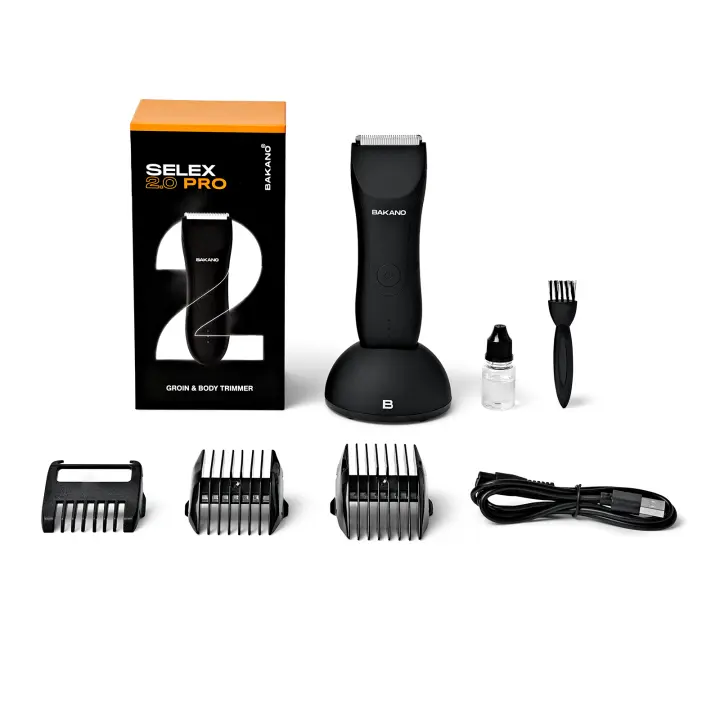 BAKANO SELEX 2.0  Afeitadora Corporal Masculina. Recortadora Barba y Genitales.Rasuradora Hombre. Base de Carga. Resistente al agua. 120 minutos autonomía (SELEX 2.0) - 1