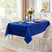 Mantel De Seda Azul Para Boda Resistente a Manchas Y Arrugas Suave Y Lujoso Para Banquetes Interior Y Exterior Estilo Sólido - details 5