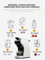 HiBREW Cafetera de cápsulas H1A, cafetera multicápsulas 4 en 1, compatible con cápsulas DG/Nes/ESE/café molido, Parada automática, Modos de café caliente y frío, Espresso perfecto, Blanco - details 1