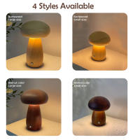 Lámpara De Noche Creativa De Madera INS Lámpara De Mesa Para Camastro Iluminación De Habitación Recargable 3 Colores Ajustable Sin Etapas En Forma De Hongos - details 1