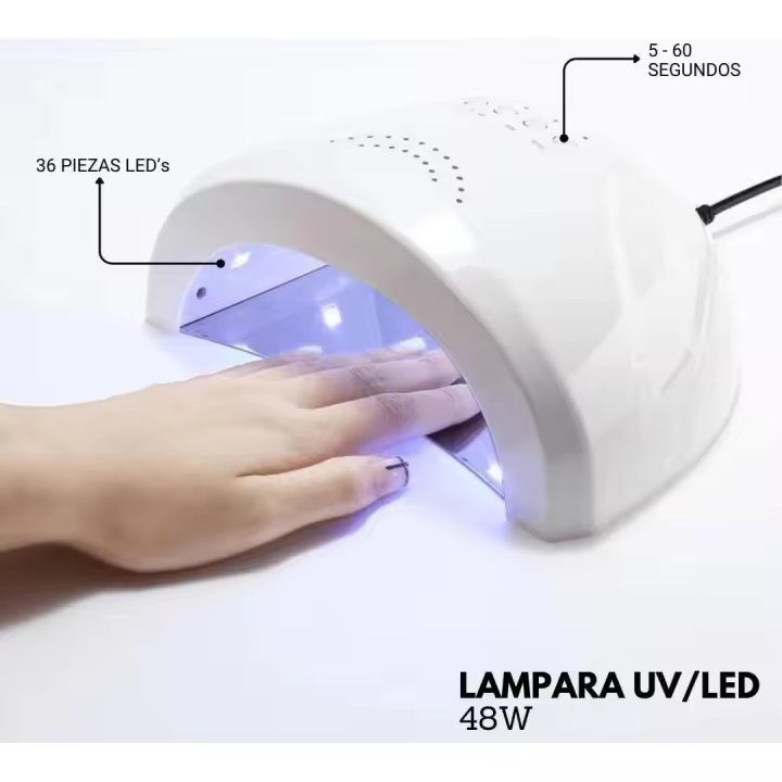 Lampara Secadora de uñas semi-permanent LED para manicura y pedicura, secada de esmalte UV, lámpara de uñas, 48 W, Adecuado para Salón de Belleza, Lampara de Uña, 3 Ajustes de temporizador, 5S/30s/ 60s, - 1