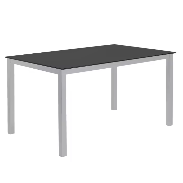 Miroytengo Mesa Superficie Fija Cadell Cristal Negro Estructura Metal 140x190 Cm Mesa De Comedor Salón Moderno - 1