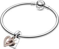 Pandora Colección centelleante con diseño de corazón a mano alzada-Colgante de plata de ley y baño de oro rosa de 14k，Viene con un embalaje de caja de regalo completo. - details 3