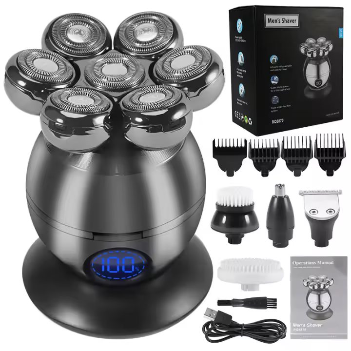 Kit De Aseo Para Hombres Cepillo De Barba Y Cabello Eléctrico Recargable Mueble De Afeitar LCD Pantalla Trimmer De Cabeza Larga Y Seco - 1