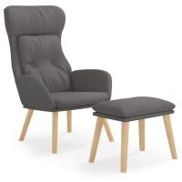 vidaXL Sillón de relax con taburete tela Gris claro, Gris oscuro, Azul Sillon Dormitorio Sillon Comodos Silla Relax Sillón Sofá - details 4