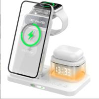 Cargador ligero plegable 5 en 1 with Luz Nocturna Reloj transparente para dispositivo Apple Para iPhone 16 15 14 12 11 Pro Max Apple Watch Series AirPods Para Apple Watch Para Airpods - details 4