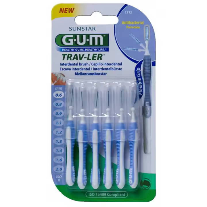 GUM CEPILLO INTERDENTAL 1312 TRAV-LER 0.6 MM 6 UNIDADES - 1