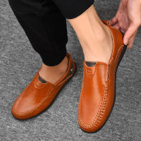 Zapatos Casuales Hechos a Mano Para Hombres Plataforma Plana Transpirables Zapatillas De Exterior Loafers Con Cubierta Superior De Cuero Split - details 8