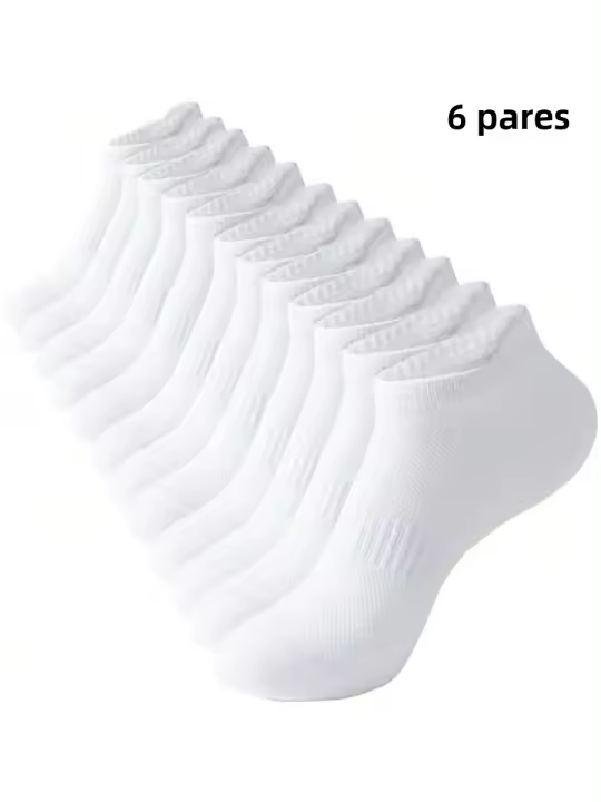 6 Pares De Calcetines Para Hombre Color Sólido Primavera/Verano Deportivos Cortos Antideslizantes Absorbentes De Sudor Calcetines De Barco Para Mujer - 1