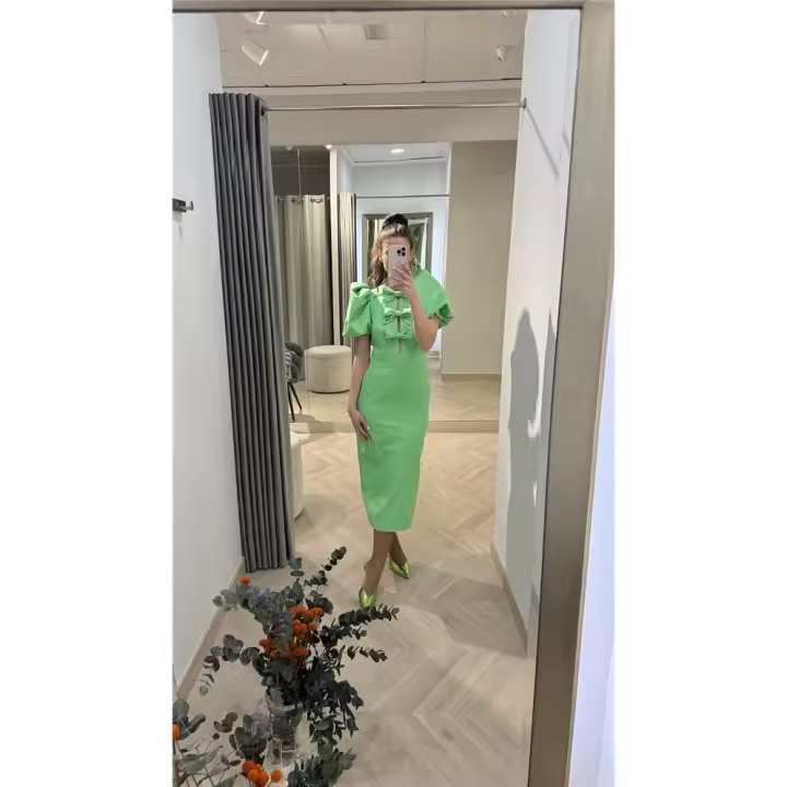 DANIELLA Vestido lazos verde - 1