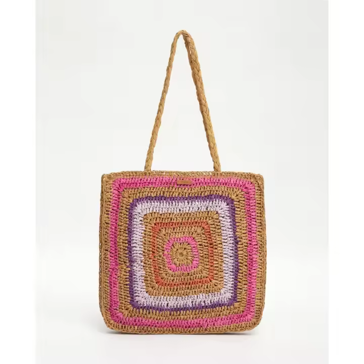 40906 Bolso Yerse De Rafia Multicolor De Asas Largas - Fucsia - 1