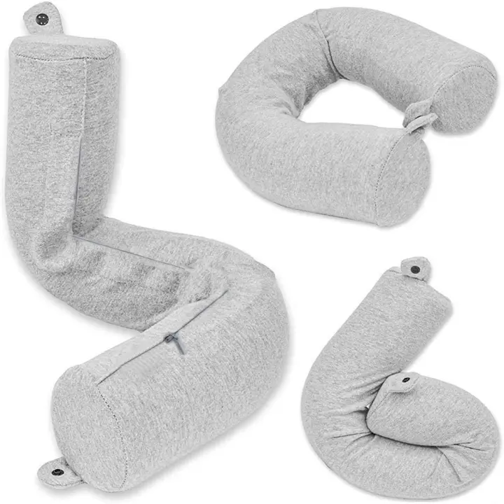 Almohada de viaje de espuma viscoelástico Twist para Avión, almohada de Cuello de viaje para dormir, almohada de avion para soporte de Cuello, Barbilla, lumbar y pierna ajustable - 1