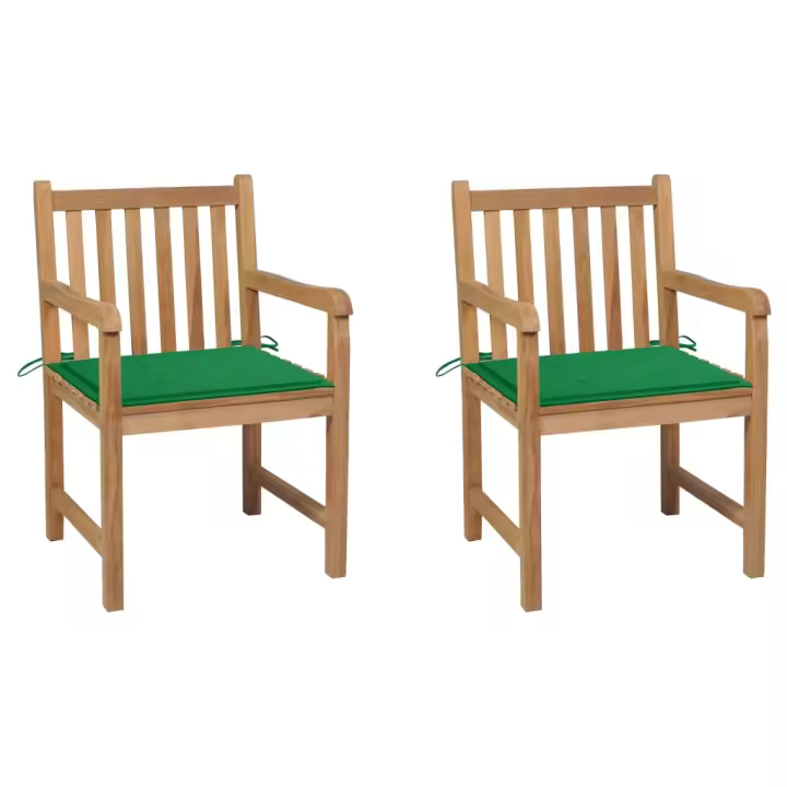 vidaXL Sillas de jardín 2 uds cojines madera de teca - 1