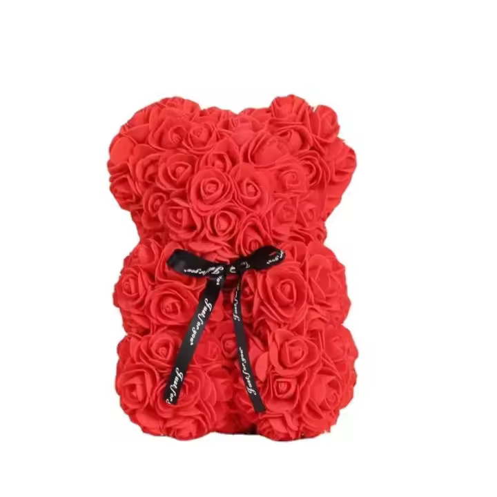 Oso De Rosas Eternas 25cm Regalo De San Valentín Oso Abrazador De Imitación De Rosa Regalo De Cumpleaños Decoración De Flores Artificiales - 1