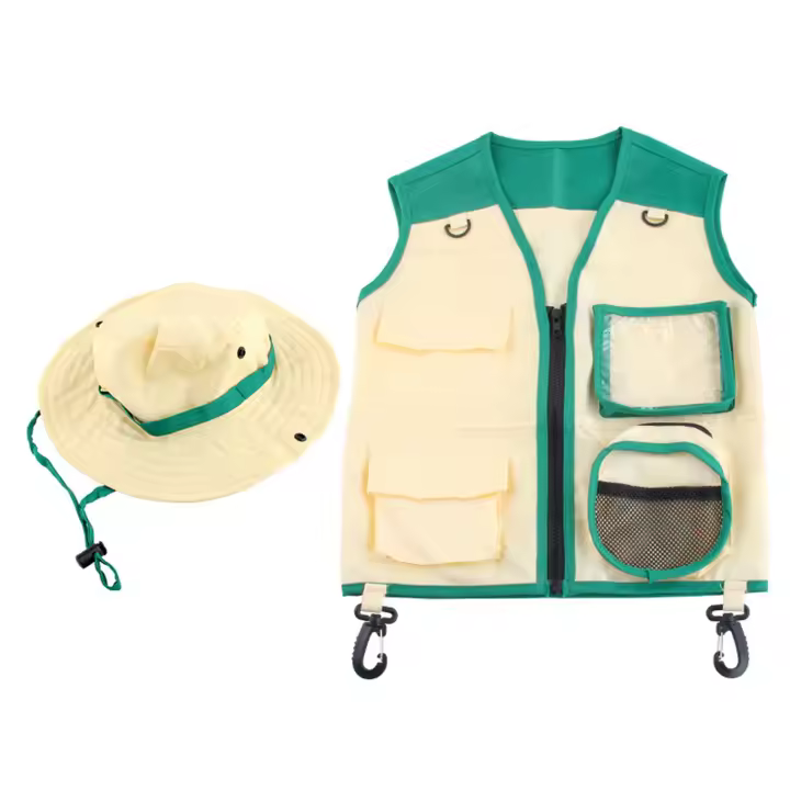 Conjunto de Disfraz de Explorador al Aire Libre para Niños Traje de Vestido y Gorro Set Ideal para Realizar los Sueños de las Carrieras Cosplay Regalos Verde - 1
