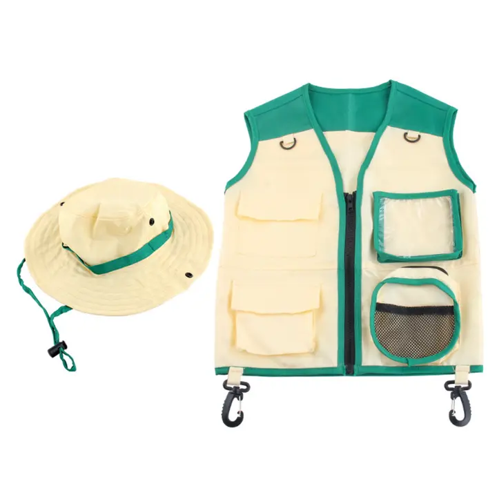 Conjunto de Disfraz de Explorador al Aire Libre para Niños Traje de Vestido y Gorro Set Ideal para Realizar los Sueños de las Carrieras Cosplay Regalos Verde - 1