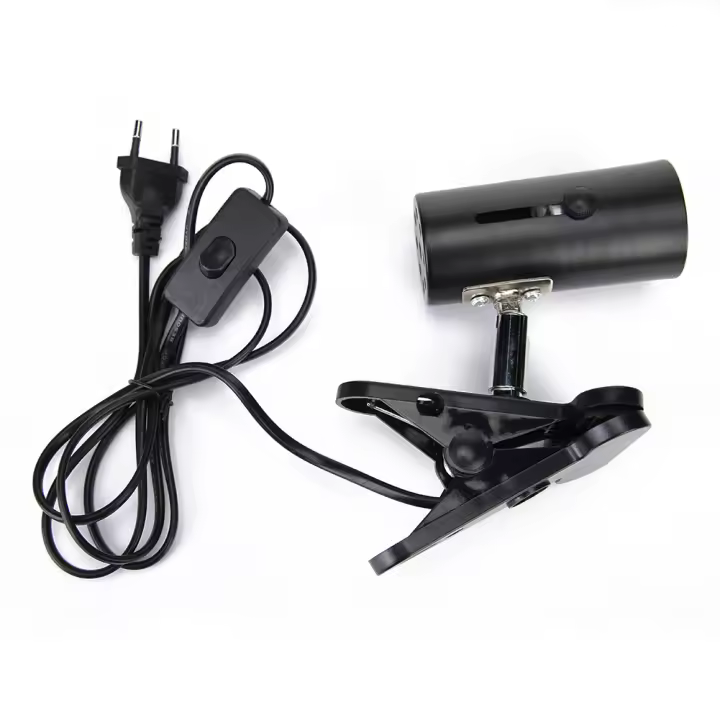 Soporte De Lámpara E27 Para Mascotas Con Luz UVA+UVB Para Tanque De Tortuga Lámpara Calentadora Rotatoria Clip-on De Aluminio Negro Y Blanco 200W - 1