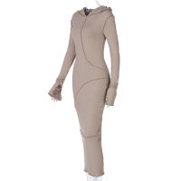 Dulzura Mujer Vestido Largo De Manga Carga Moda Otoño Invierno Streetwear Fronterizo Negro Slim Fit Polyester Spandex Mid-Calf - details 2
