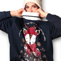 Sudadera Ciervo de Keep and Trendy, algodón con pelo, cuello vuelto, ilustración delantera. - details 3