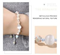 Pulsera Ajustable De Piel De Serpiente Azul Natural JD Para Mujer Estilo Dulce Con Cuentas De Ojo De Gato Joyería Regalo Tejida Con Piedra Semi-preciosa - details 4