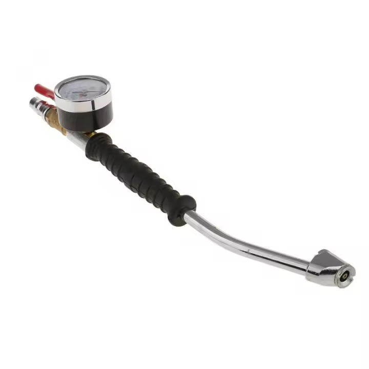 Gauge De Presión De Neumáticos Inflador De Aire 220PSI Compresor Valvulado Para Coche Camión Bicicleta Herramienta De Reparación De Neumáticos Metal Color Plata Y Negro - 1