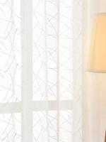 1PC Cortina De Ventana Blanca Con Bordado De Cruz Y Bandas Vertical Para Dormitorio Y Sala De Estar Material De Poliéster - details 0