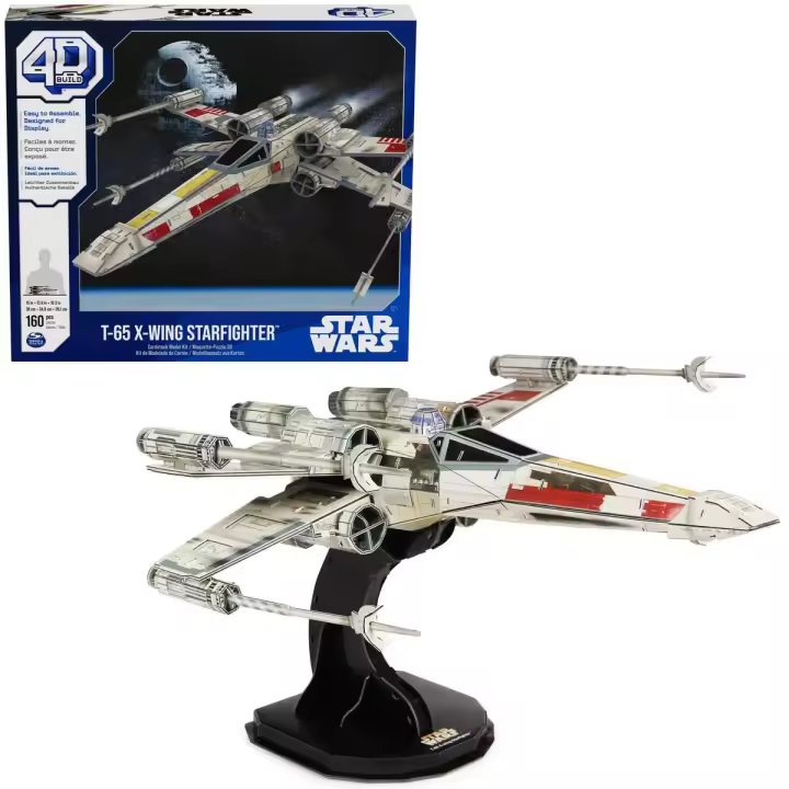 SPIN MASTER - 4D Build - MAQUETA CAZA ESTELAR T-65 ALA-X - Puzzle Star Wars 3D - Juguetes de Star Wars - Maquetas Juego Construcción - Puzzles para Adultos y Niños - 6069813 - Juguetes Niños +12 años - 1
