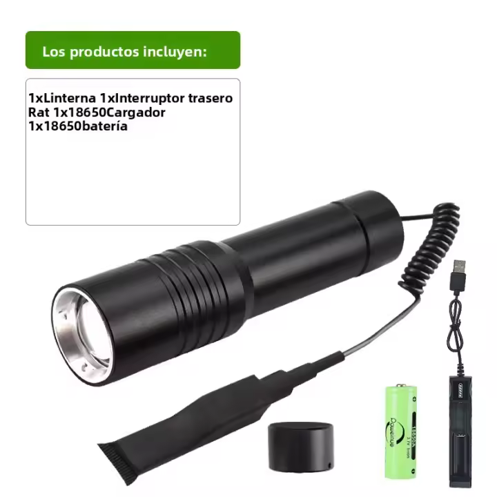 Linterna Táctica De Alta Luminosidad Con Zoom Telescópico 3000M Alcance Longitudinal Recargable Por USB Para Caza Y Patrulla Nocturna - 1