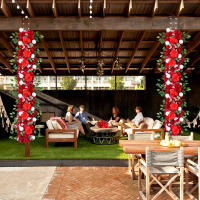 Decoración De Muralla De Flores Para Boda 100cm DIY Con Peonías Y Rosas Silken Flores Artificiales Para Arco Fondo Y Alineación - details 2