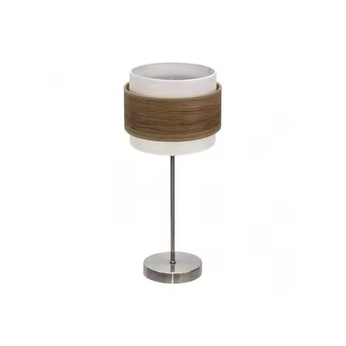FABRILAMP Lámpara de Mesa Sobremesa Myriam 1xe14 Cuero/Madera Oscura47x18x18 Cm - Elegante Diseño - 1