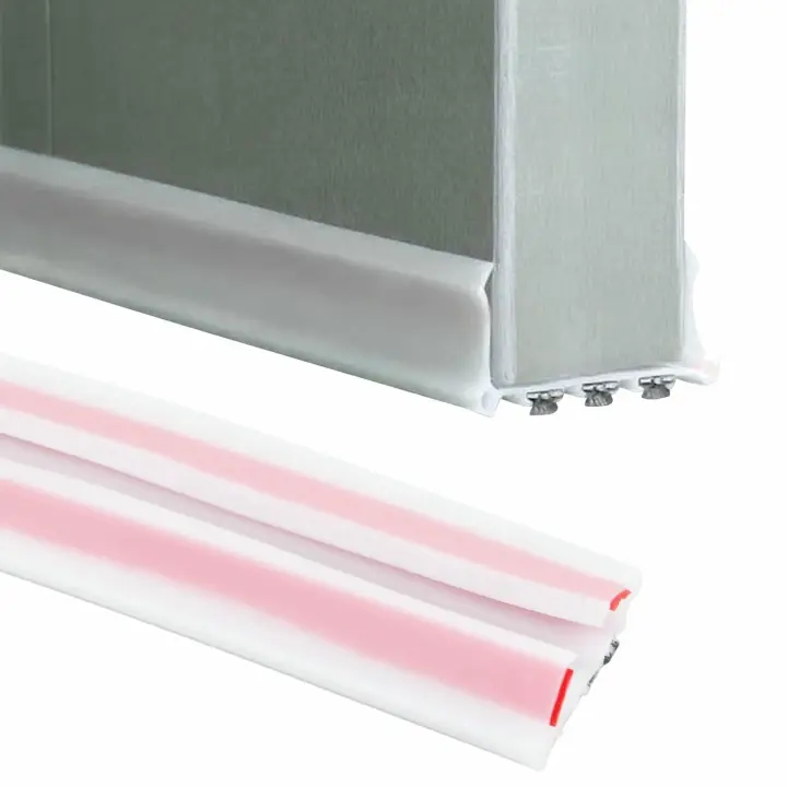 Burlete Bajo Puerta Autoadhesivo 1 m – Protector de PVC Blanco para Puertas de 4 – 5,5 cm – Aislante contra Polvo, Frío, Insectos y Ruido – Fácil de Instalar y Ajustable - 1