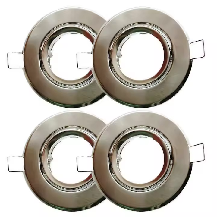 4-Piece Brushed MR11 Light Kit with 50mm 60mm Hole Recessed GU4 Satin Face Down Light Fixture Shell Accessories - 1