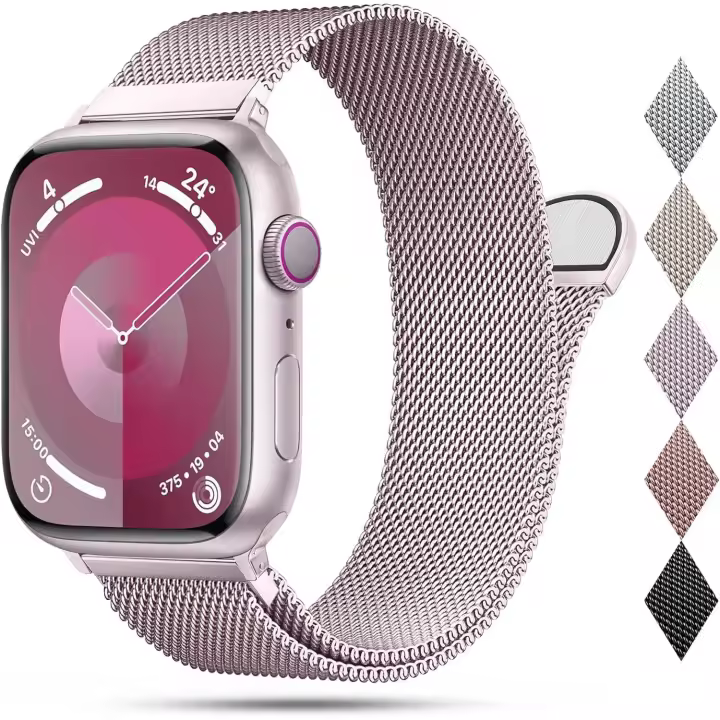 Replacement Band Compatible with Apple Watch Band 41mm 40mm 38mm 45mm 44mm 42mm 49mm, Milanese Metal Bands for iWatch Series Se Ultra 9 8 7 6 5 4 3 2 1, Stainless Steel - 1