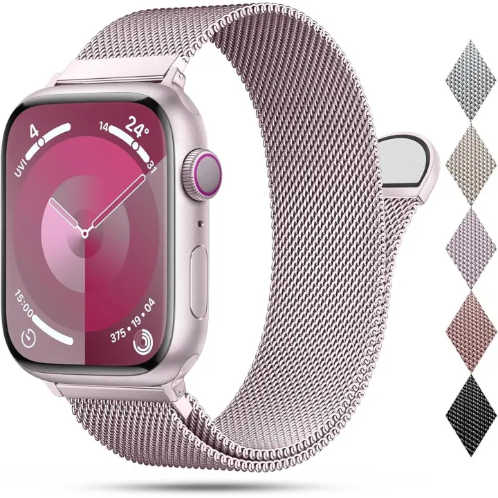 Replacement Band Compatible with Apple Watch Band 41mm 40mm 38mm 45mm 44mm 42mm 49mm, Milanese Metal Bands for iWatch Series Se Ultra 9 8 7 6 5 4 3 2 1, Stainless Steel - 1