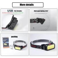 Linterna Frontal COB Portátil Con Batería 18650 Integrada Recargable Por USB Para Camping Pesca Escalada Luz De Escritorio - details 4
