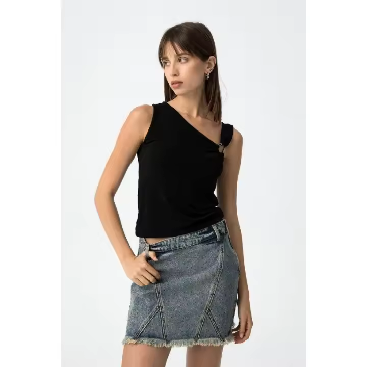 Marcas Mujer Ropa Tiffosi Tiffosi mujer Camisetas y tops  Top asimétrico -Tiffosi- Fumy negro - 1