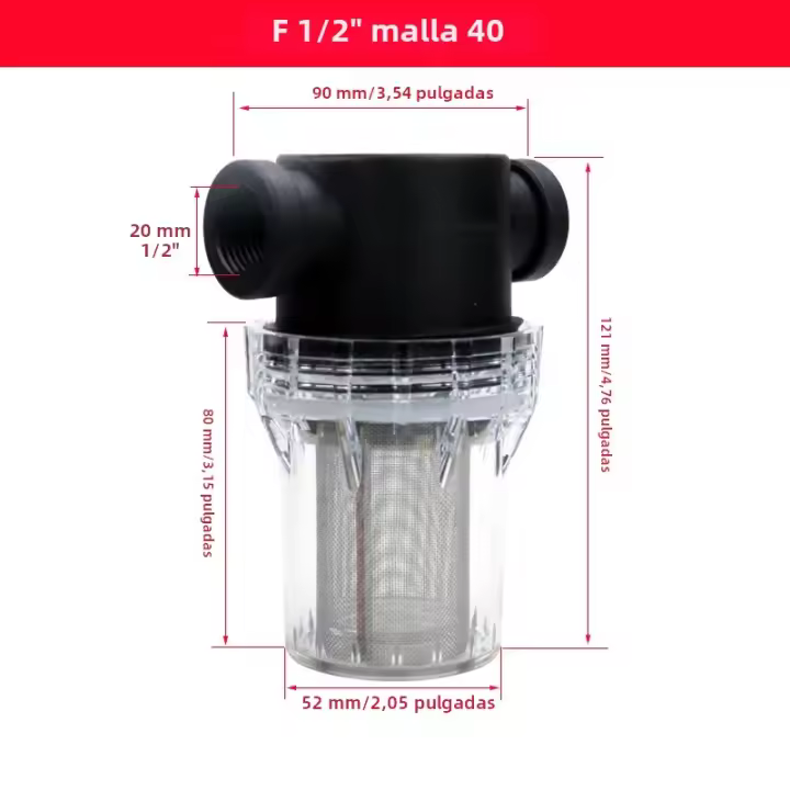Filtro Frontal De 40 Malla Para Tubo De Agua Plástico Transparente Filtración Automática 1/2 Pulgada 3/4 Pulgada 1 Pulgada Conector De Riego Para Coche - 1
