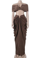 Conjunto De Dos Piezas Para Mujer Beyprern: Vestido Largo Y Falda Alta Con Cintura Alta Y Top Sin Mangas Estilo Sexy Para Club Noche - details 0