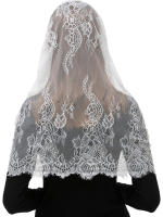 Velas De Encaje Blanco/ Negro Para Iglesia Mantilla Católica Cubierta De Cabeza Para Mujeres De Boda Tipo De Headband Material De Encaje - details 7